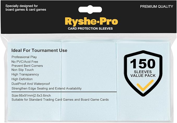 Premium Matte Clear Card Sleeves, 150 Sleeves 2.6''x3.6'' Compatible by RyshePro