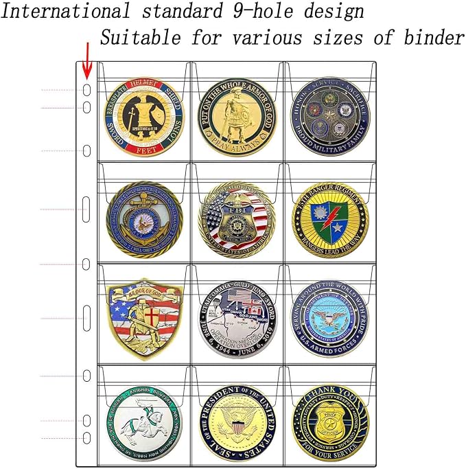 132 Pockets Coin Binder Collection Supplies Pages, Standard 9 Hole Coin - Image 4