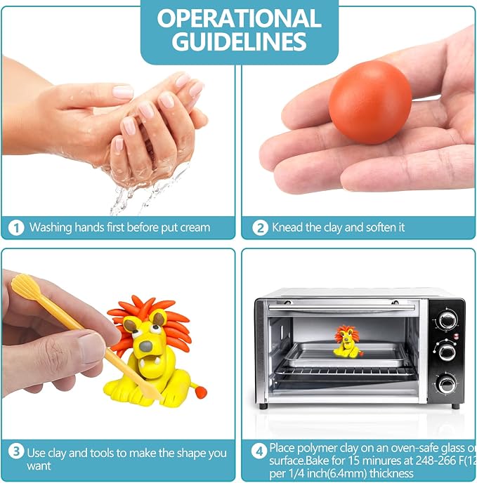CiaraQ 50-Color Polymer Clay Oven Bake Modeling Kit | 14 sculpting tools - Image 7