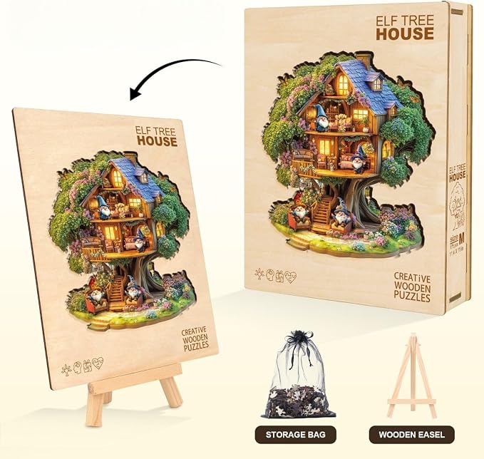 Elf Tree House Puzzles Adults Gifts Wooden 175 Pieces 11.4 * 11in - Image 5