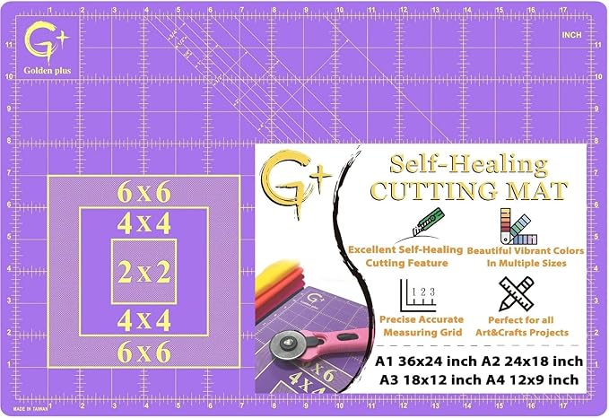 G+ Self-Healing Cutting Mat, True A3 12 x 18" Purple/Black Eco-Friendly by G