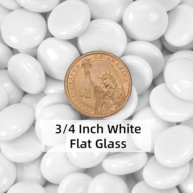2LB White Flat Glass Marbles for Vases, Gemstone Beads Vase Filler Decorative - Image 2