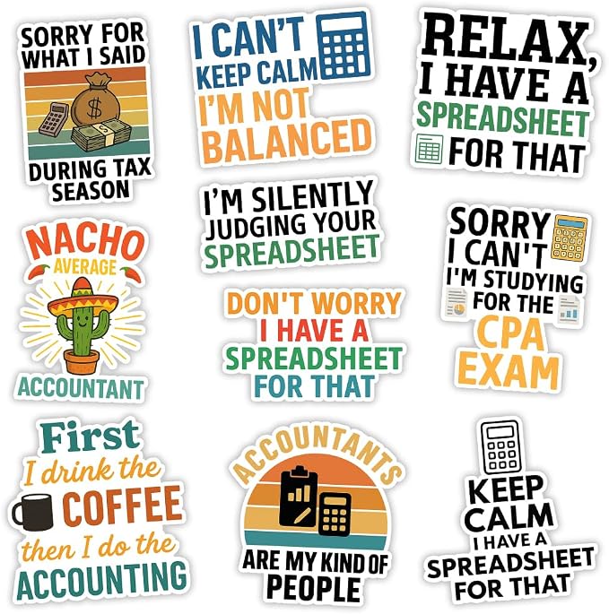 MAIANEY Accountant Stickers Accounting Spreadsheet Gift Funny Accounting by Maianey