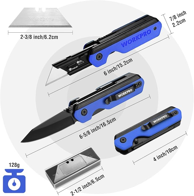 WORKPRO 2-in-1 Folding Knife/Utility Knife, Quick-Change Box Cutter - Image 2