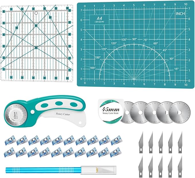 39 Pcs Rotary Cutter Set- Quilting Kit incl. 45mm Fabric Cutter by HeadleyTools