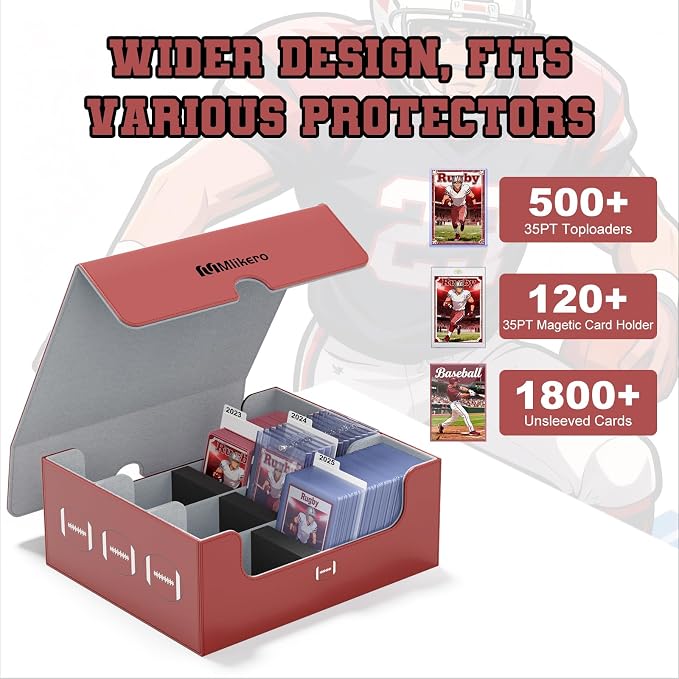 Mlikero Football Card Storage Box, Trading Card Storage Box Oversized Fits - Image 3