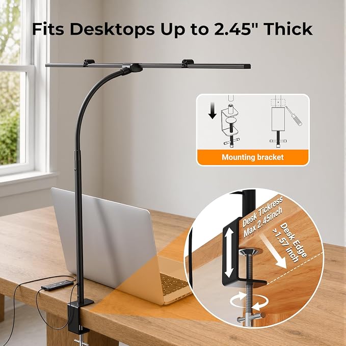 LED Desk Lamps for Home Office, Adjustable Swing Arm Desk Lamp - Image 7