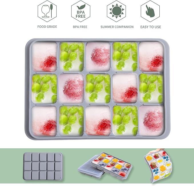 Tvmania Ice Cube Trays Set of 2, 15-Cube Silicone Molds - Image 4