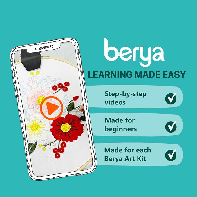 BERYA Embroidery Kit for Beginners, Flowers and Leaves Embroidery Practice Kit - Image 5