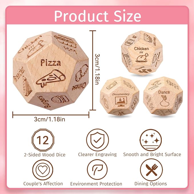 3 PCS Dice Set for Couples, Stocking Stuffers Gifts for Her Him, Anniversary - Image 2