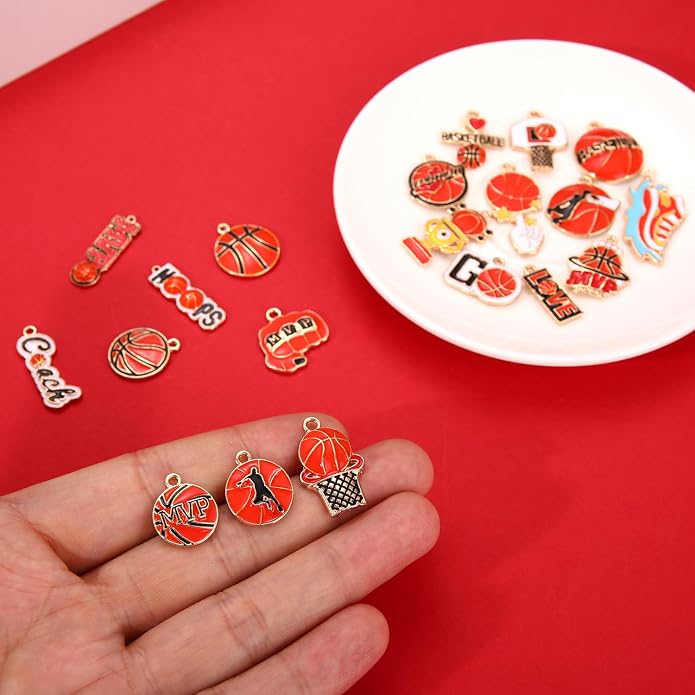 20PCS Sports Charms Enamel Basketball Baseball Pendant Charms - Image 3
