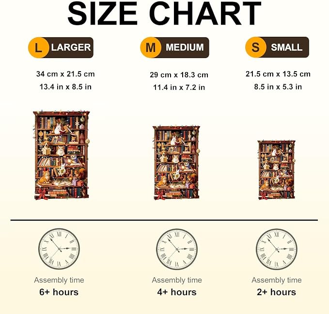 Animal Cozy Bookshelf Puzzles Adults Gifts Wooden 200 Pieces 13.4 * 8.5in - Image 4