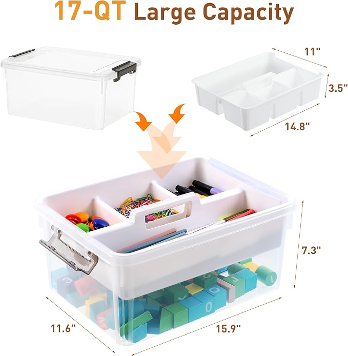 Citylife 17 QT Clear Craft Organizers and Storage Box - Image 2