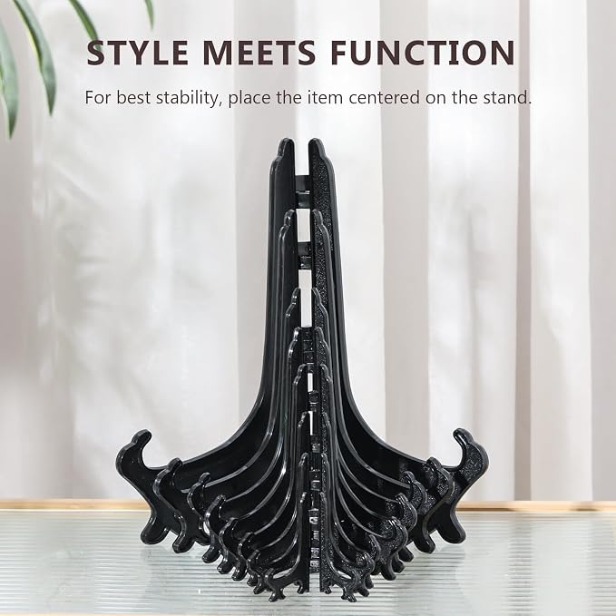 Artliving 6 Inch Black 12pcs/Set Plastic Easels Plate Display Stands Picture - Image 6