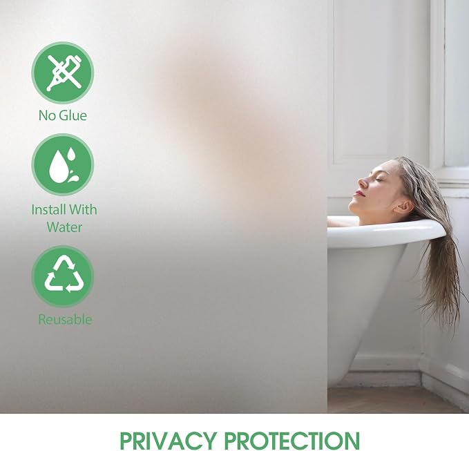 STATINT Window Film Privacy, Frosted Non Adhesive Window Stickers, Anti UV - Image 3