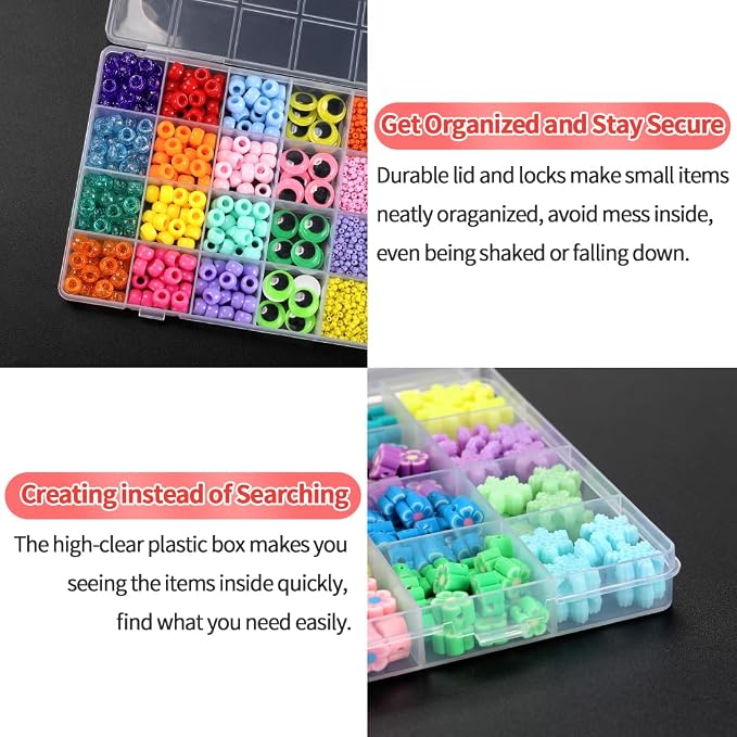 IOOLEEM 32 Grids Plastic Bead Organizer Box, Organizer Container Storage Box - Image 4