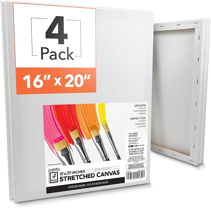 ArtSkills Stretched Canvas for Painting, 16x20 Canvas, Premium Wood Frame by ArtSkills
