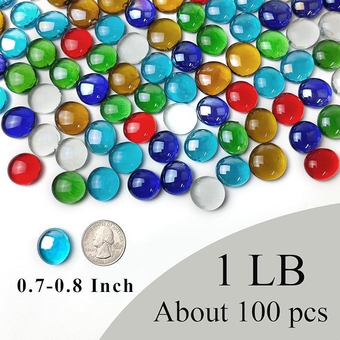 FANTIAN 1LB Flat Glass Pebbles for Vase, Decorative Glass Rocks for Vase Filler - Image 2