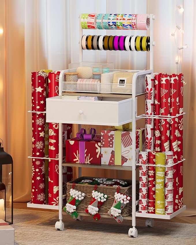 Rsaayekkt Rolling Wrapping Paper Storage Cart by Unknown