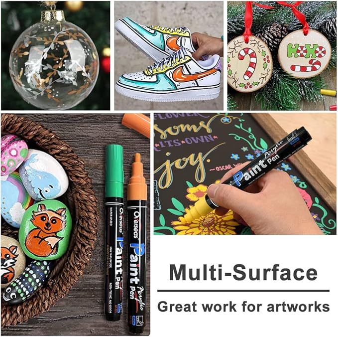 Overseas 3 Pack White Acrylic Paint Pens Paint Markers Medium Tip | Waterproof - Image 3