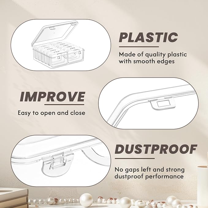 zoeynex Small Bead Organizers and Storage, 12 Clear Plastic Boxes - Image 6