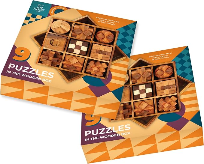 BSIRI 9 in 1 Wooden Brain Teaser Puzzles - Image 9