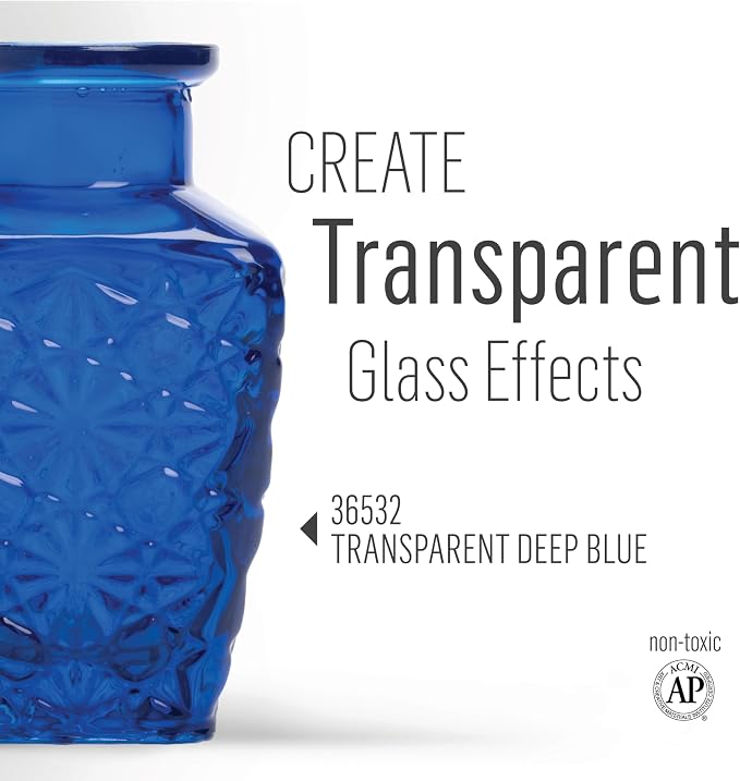 FolkArt Murano Transparent Acrylic Glass Paint, Deep Blue, 2 fl oz - Image 3