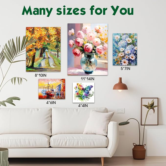 ESRICH Stretched Canvas for Painting, 60 Pack Multi Size11x14, Blank Primed - Image 7