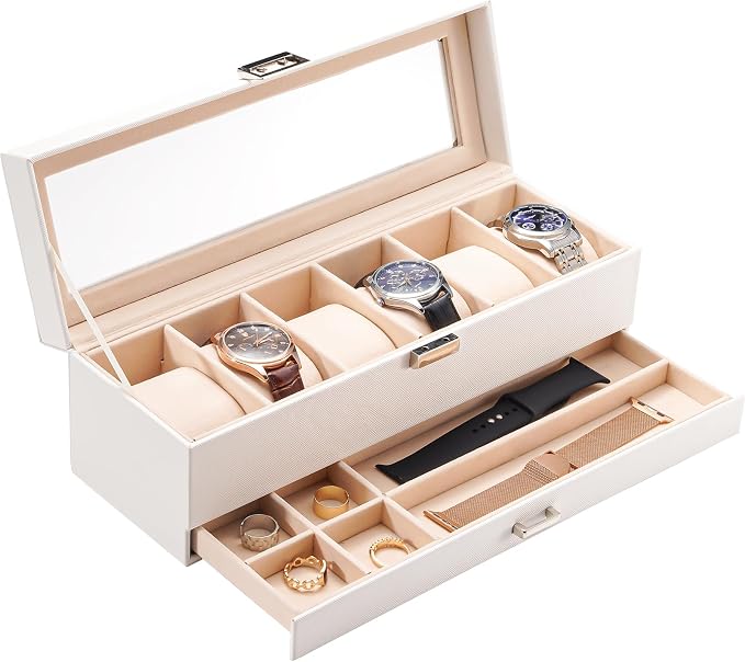 ProCase Watch Box, 6 Slot Watches Display Case by ProCase