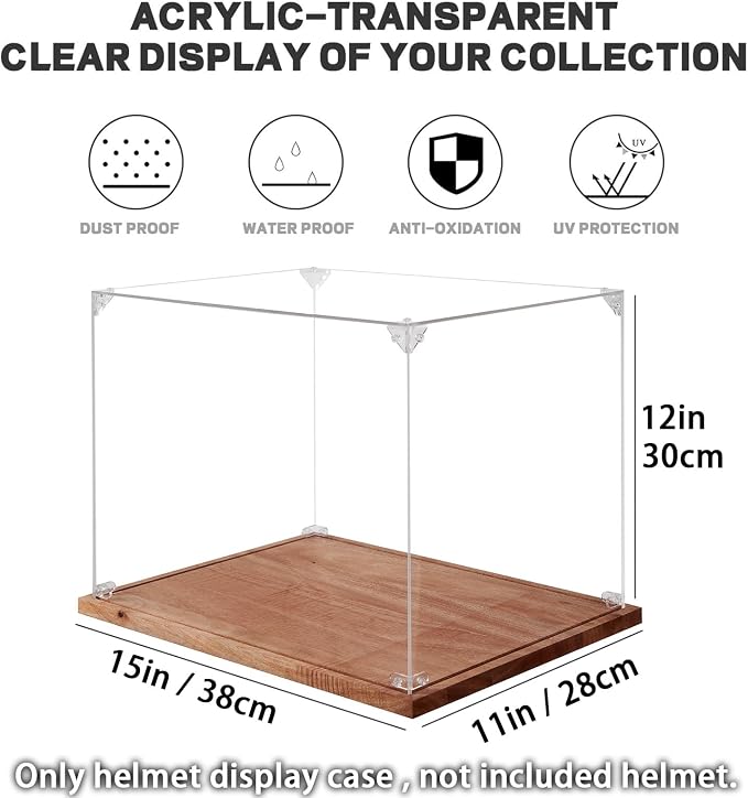 LITY Football Helmet Display Case, Full Size Acrylic Showcase - Image 2