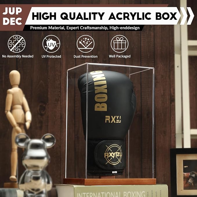 JupDec Boxing Glove Display Case, Full Size UV Protection Souvenirs and - Image 6