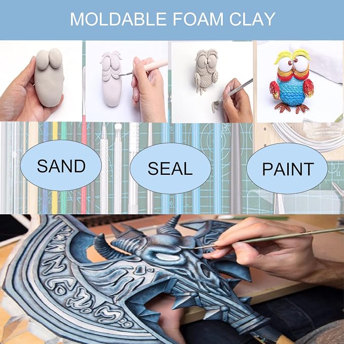 Foam Clay Cosplay Moldable Air Dry Foam Clay Craft 500g White Lightweight - Image 6