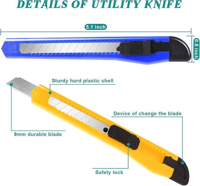 40 Pack Utility Knife Box Cutter Retractable, 9mm Snap-Off Box Cutters - Image 5