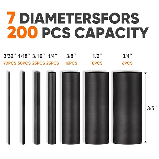 Eventronic Heat Shrink Tubing Kit 200 PCS, 3.54" Extra-Length, 3:1 Ratio Dual - Image 2