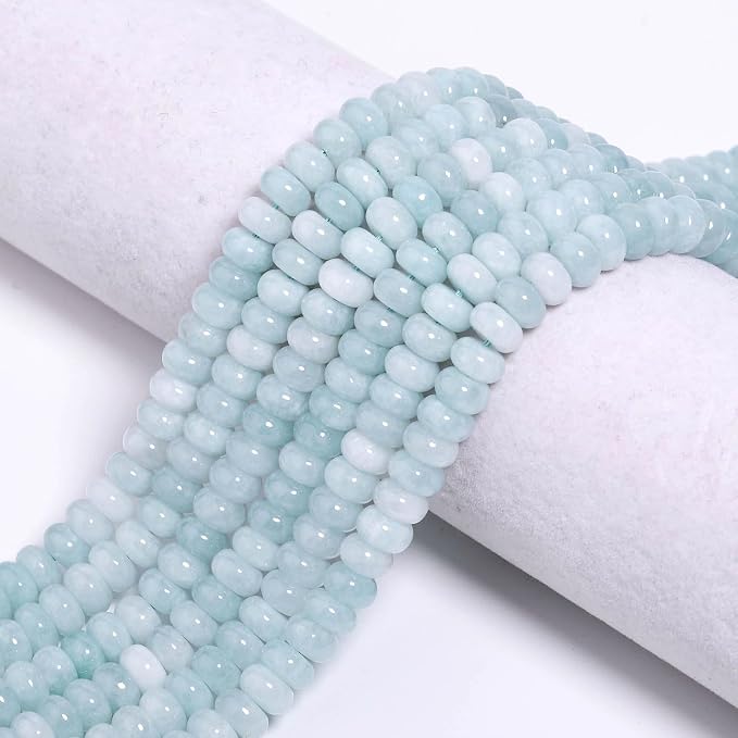 Songxi 5x8mm Natural Aquamarine Stone Rondelle Beads, Gemstone - Image 5
