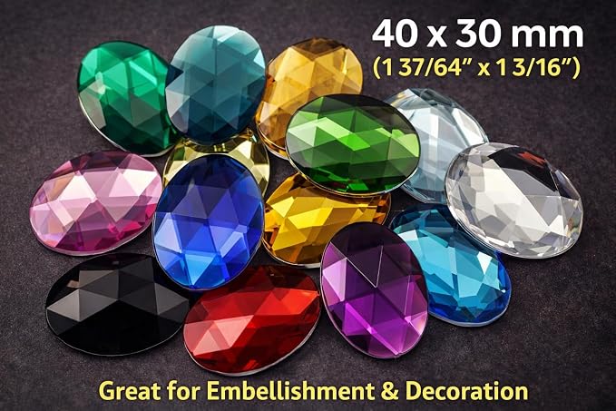 40x30mm Dark Red Garnet H133 Large Flat Back Oval Acrylic Rhinestones Cosplay - Image 4