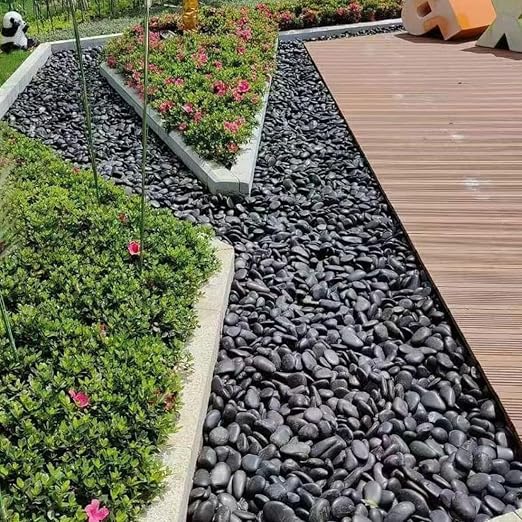 YISZM 20lbs Black Pebbles for Landscaping, 2-3 Inch High Polished Natural Large - Image 3