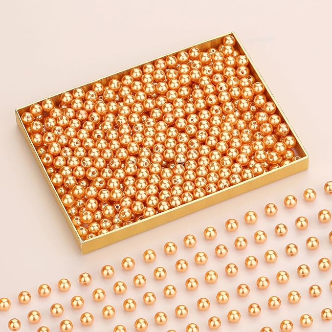 DUQGUHO Orange Pearl Beads for Crafts 6mm Plastic Pearl Beads - Image 2