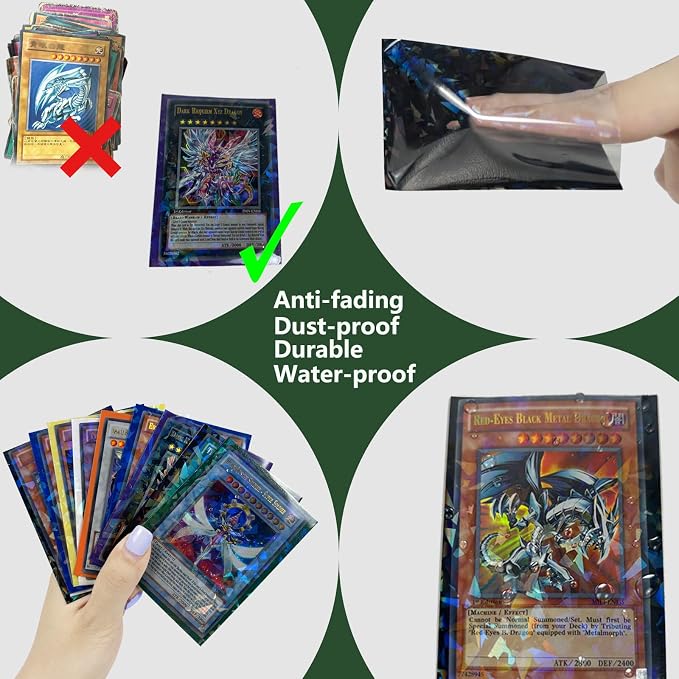 100 Count Blue Card Sleeves for Trading Cards, Perfect Fit Shiny MTG Card - Image 4