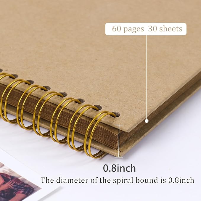 RECUTMS 10 x 10 Inch DIY Scrapbook Album 60 Pages Hardcover Kraft Paper Scrap - Image 4