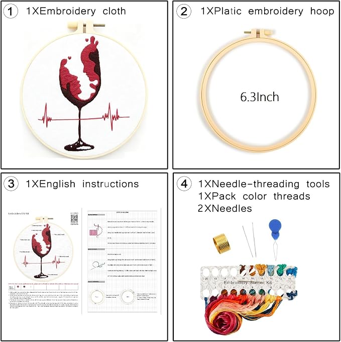 Couple Embroidery Kits for Beginners Adults, Abstract Face Embroidery Starter - Image 5