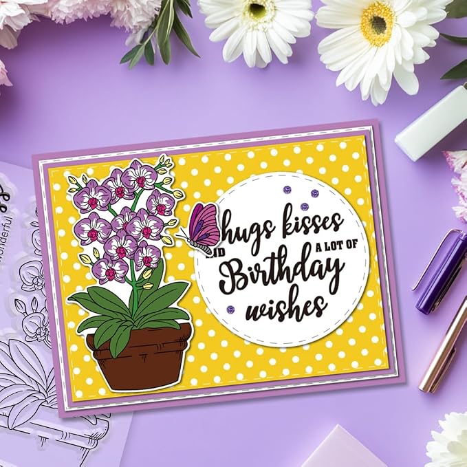 Phalaenopsis Orchid Pot Clear Stamps and Dies - Image 6