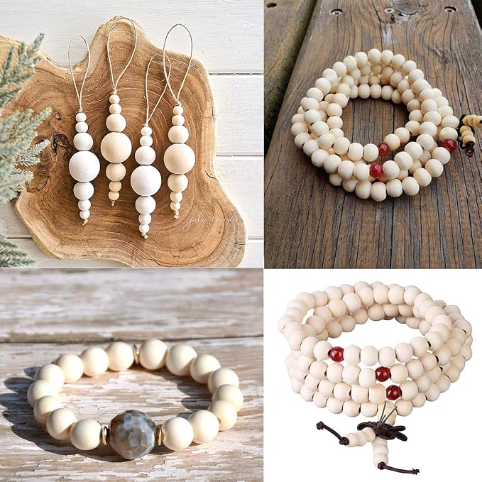 35mm Wooden Beads for Craft, Bead Garland, Farmhouse Decor - Image 6