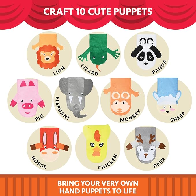 Hand Puppet Kit – Make Your Own Animal Characters, 10 Felt Pieces, Simple - Image 6