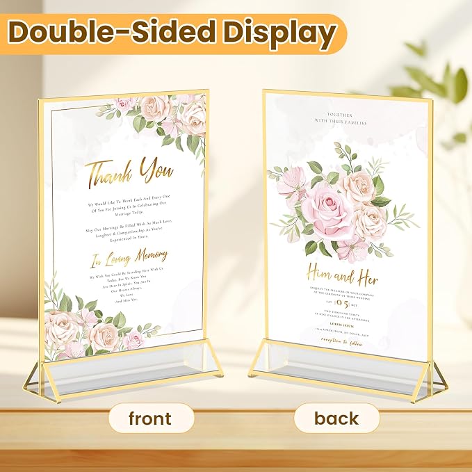 Acrylic Sign Holder 4X6 Gold Frames Double-sided Picture Frames-6 Pack | - Image 3