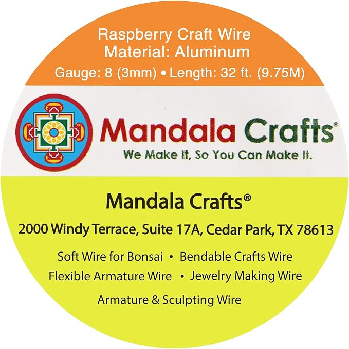 Mandala Crafts 8 Gauge Raspberry Anodized Aluminum Craft Wire, 32 FT | Colored - Image 3