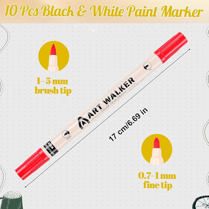 Thboxes Red Paint Markers 10 Pack, Dual Tip Acrylic Paint Pens | Fine & Brush - Image 2