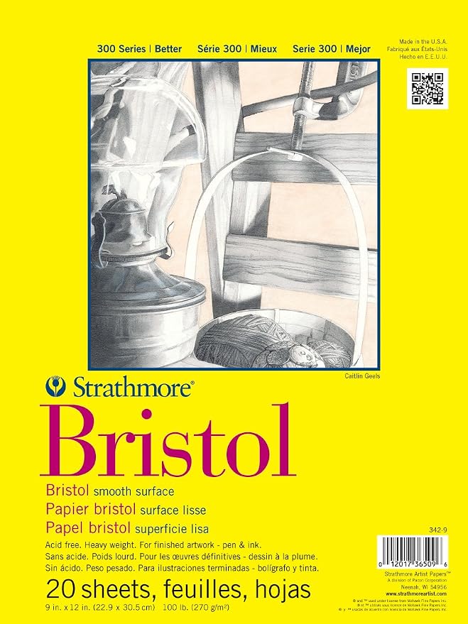 Strathmore 300 Series Bristol Paper Pad, Tape Bound, 11x14 inches, 20 Sheets by StrathmorePaper