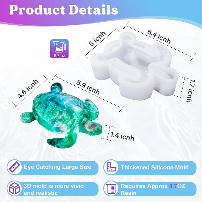 LET'S RESIN Turtle Shape Resin Molds, 3D Animal Silicone Molds - Image 3