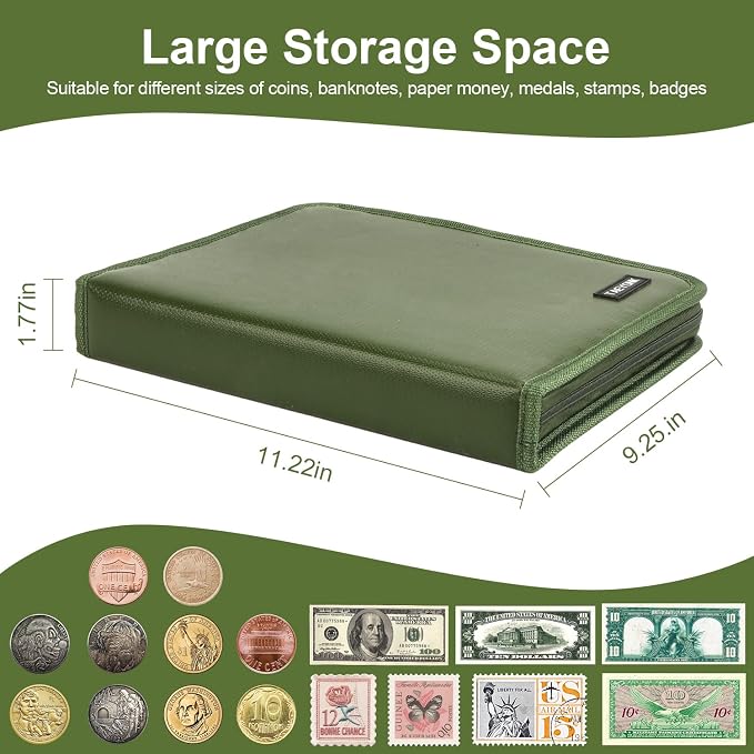 Coin Collection Book Holder for Collectors, 520 Pockets Fireproof Coins - Image 3